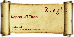 Kopsa Ákos névjegykártya