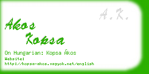 akos kopsa business card